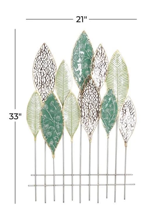 Decmode Green Metal Traditional Wall Decor - Size: XL