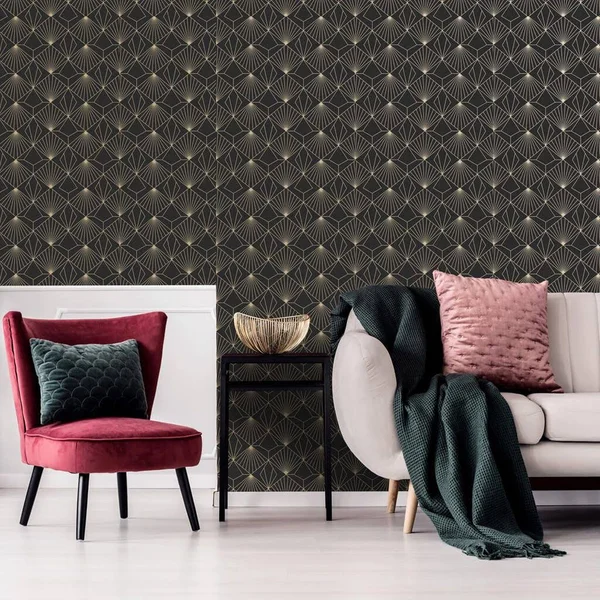Graham & Brown Diamond Black and Gold Wallpaper