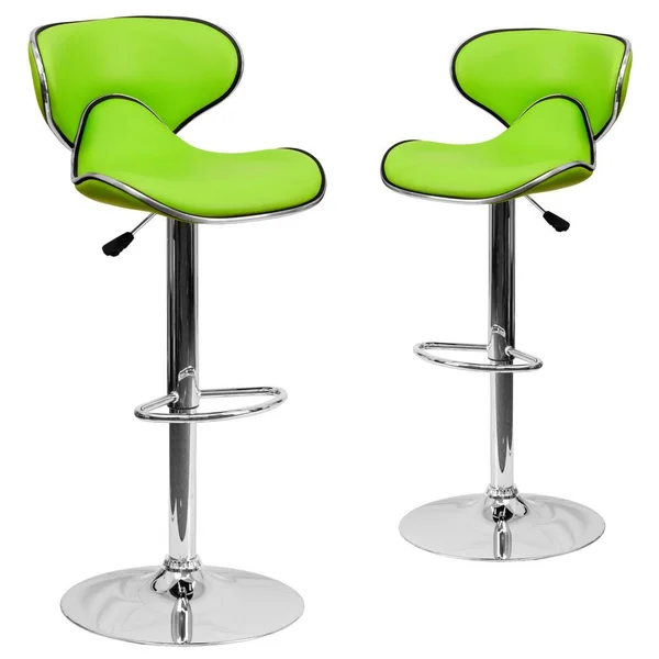 Carnegy Avenue 32.5 in. Green Bar Stool (Set of 2), Green/Chrome