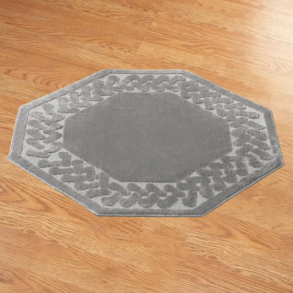 Herringbone Trim Solid Colored Skid-Resistant Decretive Accent Rugs, Grey