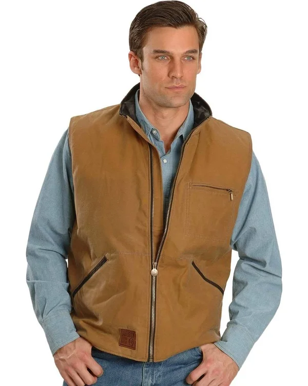 Outback Men's Trading Oilskin Sawbuck Vest, Tan, XL