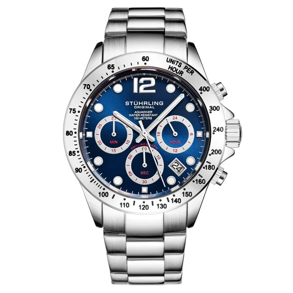 Stuhrling 3961 6 Quartz Chronograph Date Stainless Steel Bracelet Mens Watch
