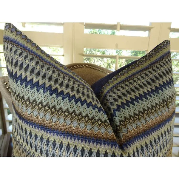 Plutus Zig Along Indigo Handmade Pillow