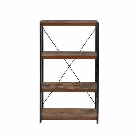 Acme Bob Bookshelf in Weathered Oak & Black 92399, Size: 43