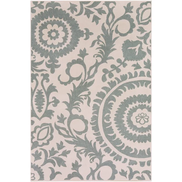 2x8 ft Surya Big Pine Floral Indoor Outdoor Rug, Red