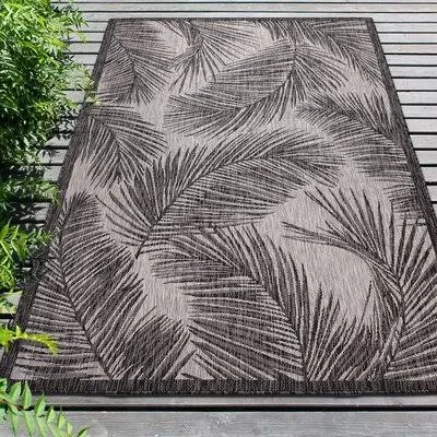 Adal Floral Black Indoor, Outdoor Area Rug Beachcrest Home Rug Size: Rectangle 6&6x22 x 9&3x22