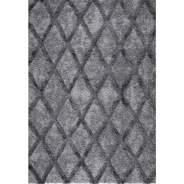 StyleWell Valencia Gray Shag 8 ft. x 11 ft. Trellis Shag Area Rug