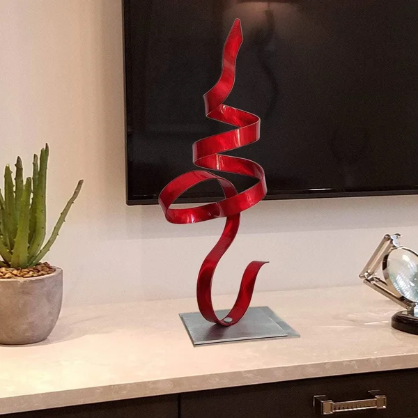 Statements2000 Metal Art Sculpture Modern Centerpiece Table Decor by Jon Allen - Perfect Moment - Blue, 18" x 9" x 5"