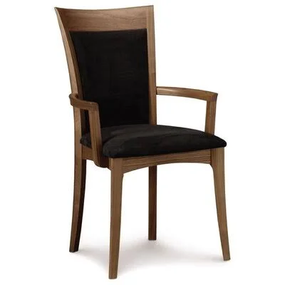 Morgan Upholstered Solid Wood Arm Chair Copeland Furniture Upholstery Color: Microseude Celadon, Frame Color: Windsor Cherry