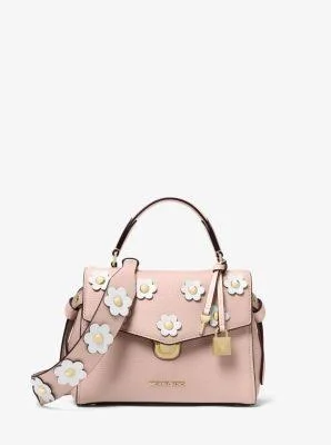 Michael Michael Kors Floral Applique Leather Shoulder Strap Pink - One Size