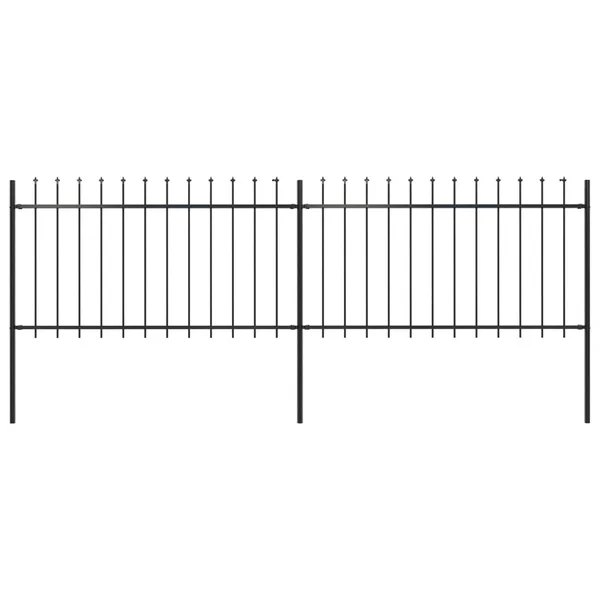 vidaXL Garden Fence with Spear Top Steel 133.9x22x39.4x22 Black