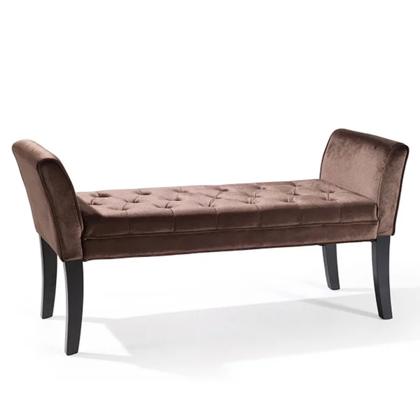 Armen Living Chatham Bench in Brown Velvet