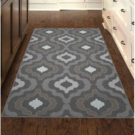 Wrought Studio Flatt Modern Moroccan Trellis Gray/Brown Area Rug, Size: Rectangle 3'4 inch x 5'