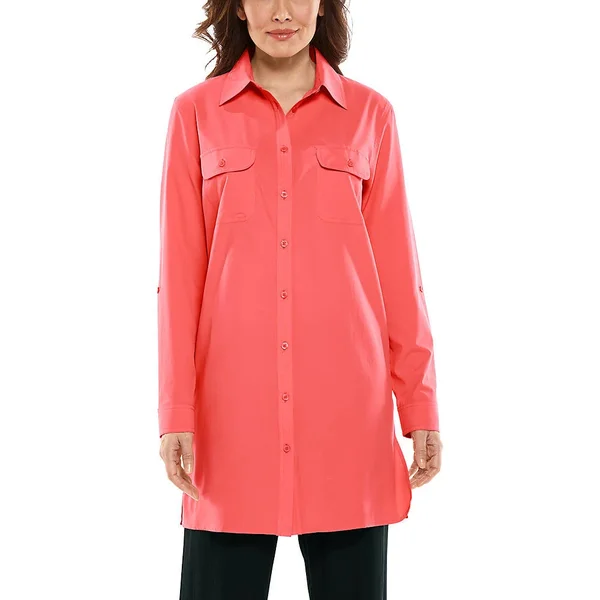 Coolibar Women's Tunic Shirt - UPF Protection Shirts for Women, Orange, XX-Small