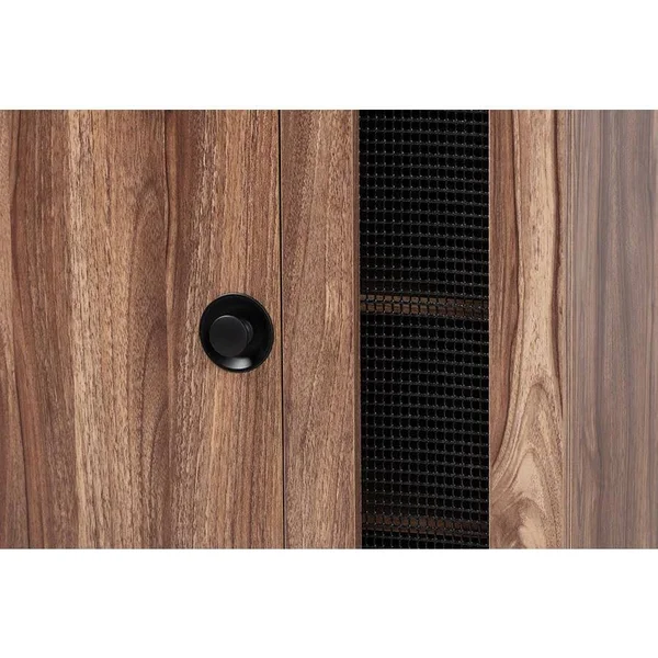 2 Door Valina Wood Entryway Shoe Storage Cabinet with Screen Inserts Brown - Baxton Studio