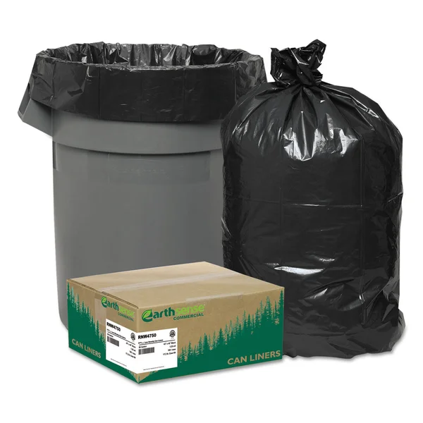 Recycled Can Liners, 40-45gal, 2mil, 40 x 46, Black, 100/Carton