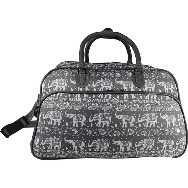 World Traveler 21-Inch Carry-On Rolling Duffel Bag Navy White Flowers