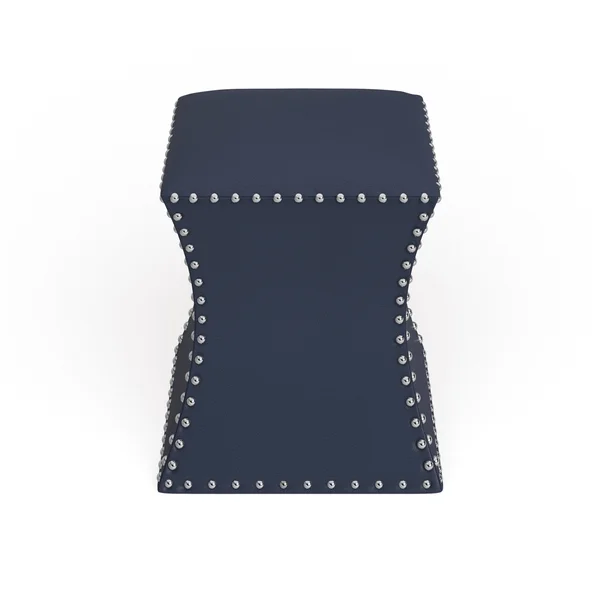 The Curated Nomad Hastings Faux Leather Ottoman - Blue