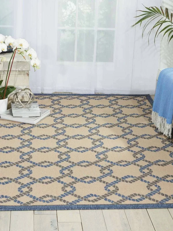 Nourison Caribbean Ivory Blue Indoor/Outdoor Area Rug