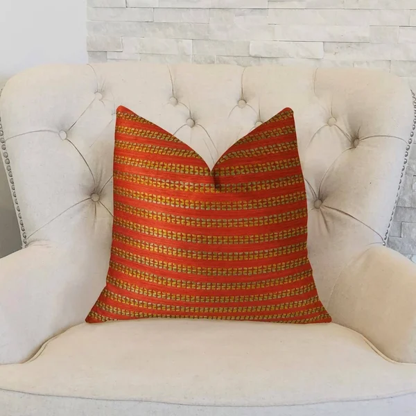 Plutus Carmine Red Handmade Luxury Pillow 20x22L x36x22W