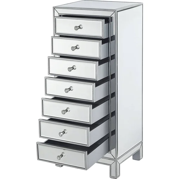 Elegant MF72047 Lingerie Chest 7 Drawers 18in. W x 15in. D x 42in. H in Antique Silver Paint