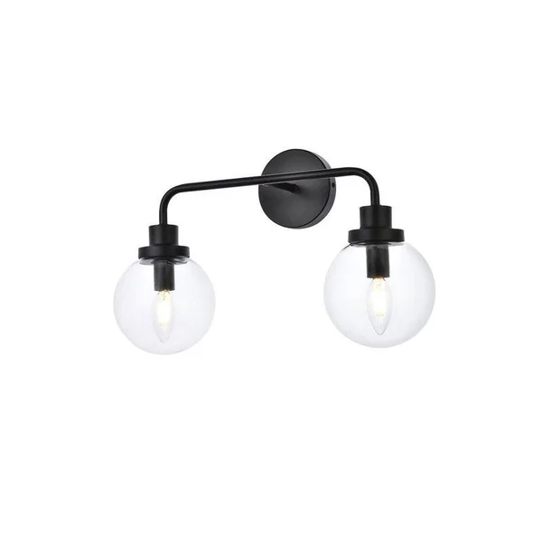 Hudson 2 Light Bath Sconce with Clear Shade - Brass