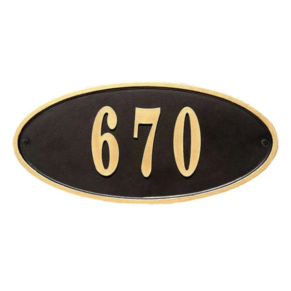 QualArc Claremont Oval Address Plaque Black - 15" x 7" x 0.5"