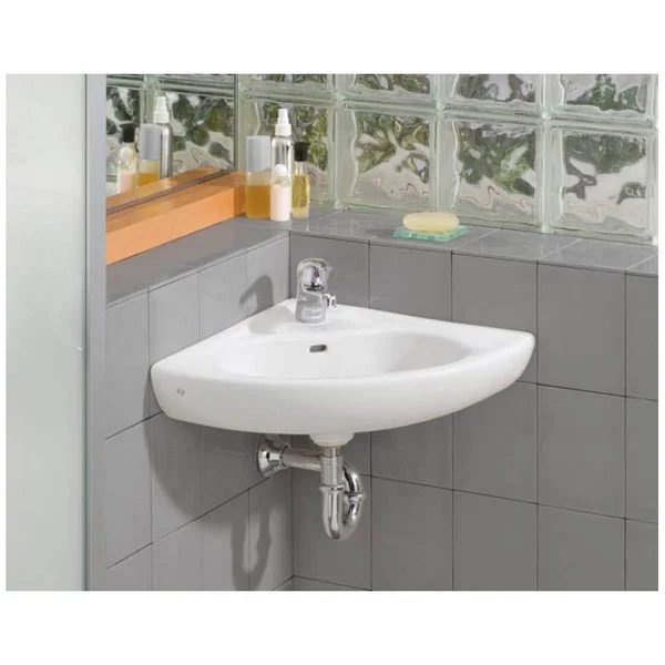 Cheviot Small Wall Mount Corner Bathroom Sink - Single Faucet Drilling - White 1350-WH-1