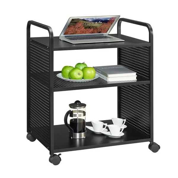 Hawthorne Collections Metal Bar and Serving Cart in Black