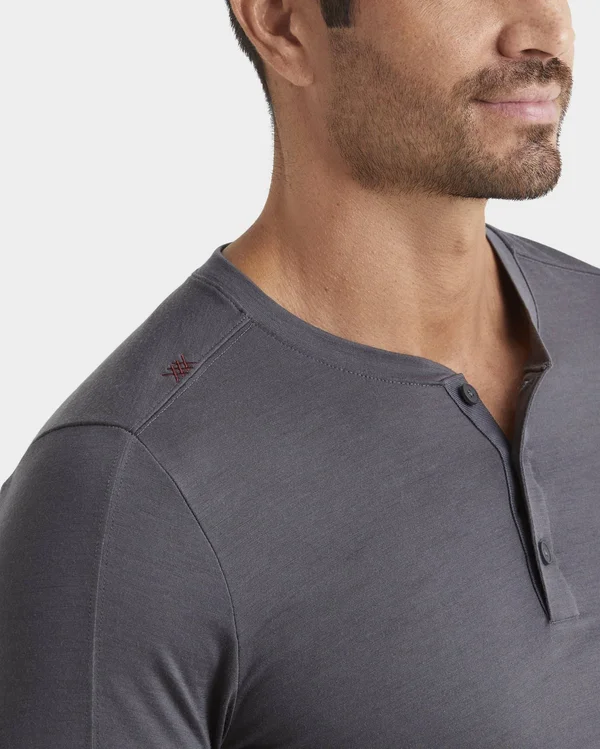 Men's Wool Henley, Rhone Trek Merino Wool Henley, Asphalt, XXL