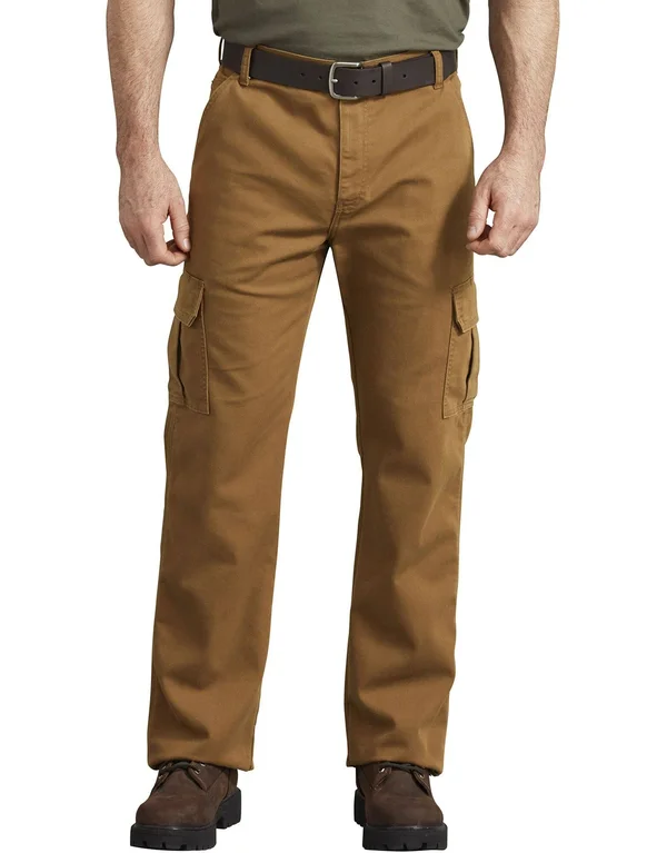 Dickies Men's Duck Cargo Pants - DP902, Stonewashed Brown Duck