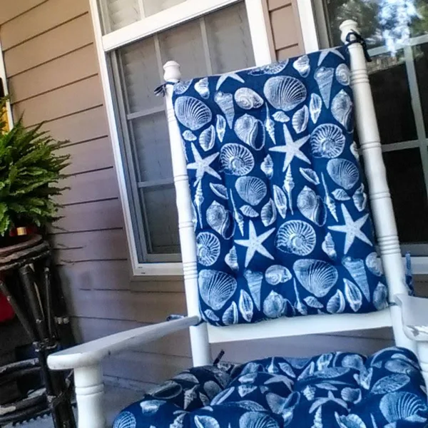 Shoreline Navy Blue Porch Rocker Cushions Latex Foam Fill Extra-Large - See Size Guide