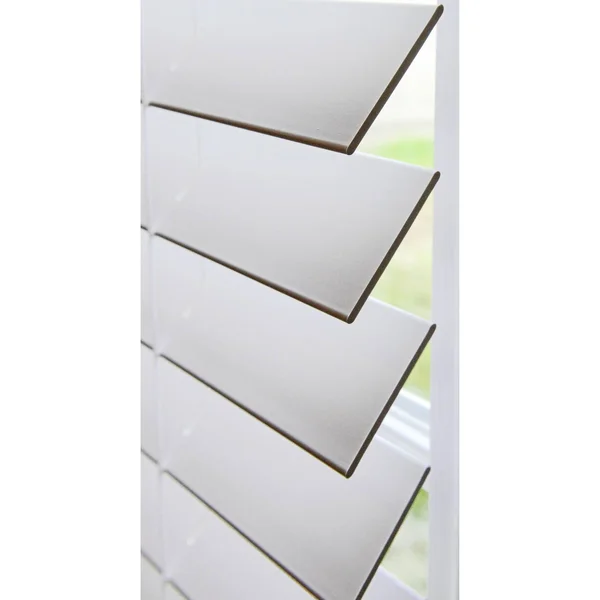 Linen Avenue Custom Cordless Faux Wood Blind White - 49 W x 48 H Outside Mount