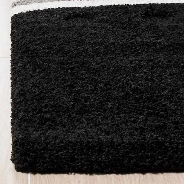 Safavieh Florida Shag Abstract Black/Ivory Rug - 4& Round