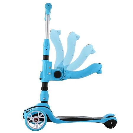 3 in 1 Kids Children Scooter 3 Wheel Kick Scooter with Adjustable Height Removable & Adjustable Seat, T-Handlebar and LED Light