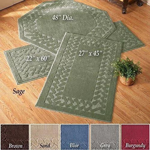 Herringbone Trim Solid Colored Skid-Resistant Decretive Accent Rugs, Grey
