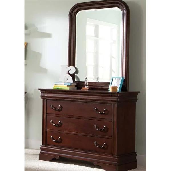 Liberty Furniture Carriage Court Dresser and Mirror Set in Mahogany