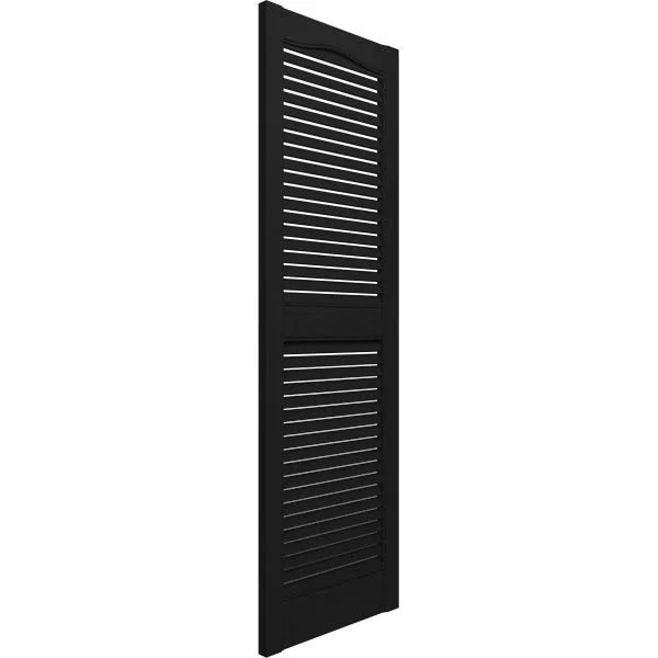 Builders Edge 12 in. x 72 in. Louvered Vinyl Exterior Shutters Pair in Black