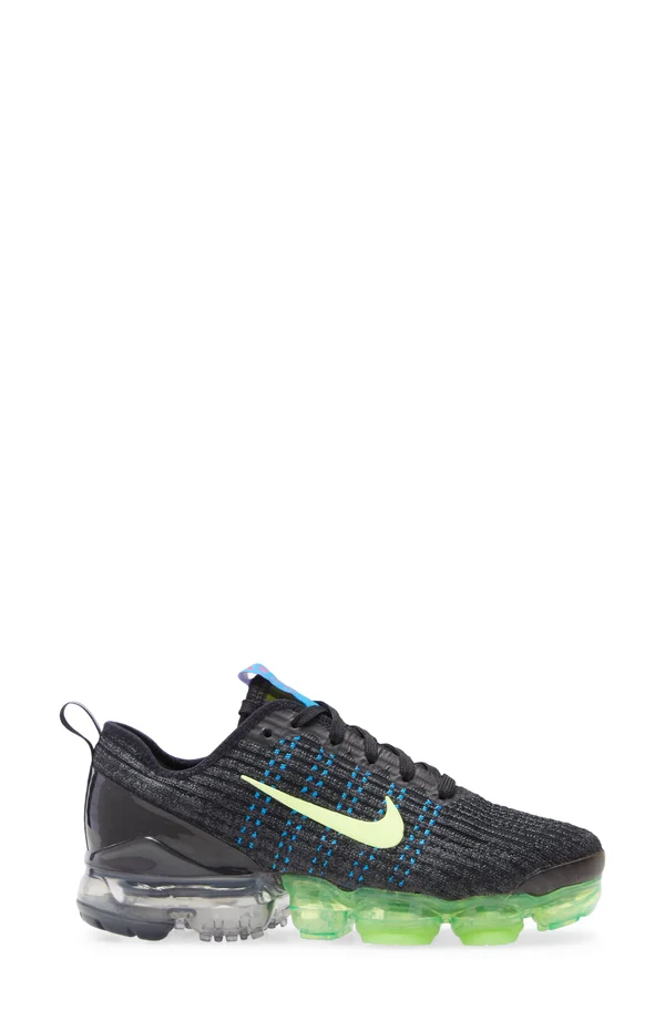 Nike Boys Air VaporMax Flyknit 3 - Shoes Black/Green/Blue Size 04.0