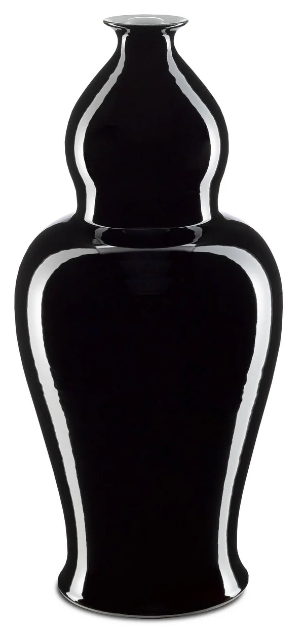 Imperial Black Large Elongated Double Gourd Vase - Currey & Company 1200-0228
