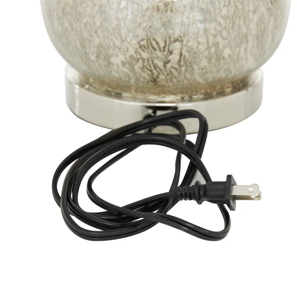 Litton Lane 14 in. x 27.5 in. Tall Silver Beige Mercury Glass Lighting Table Lamp with Beige Drum Shade