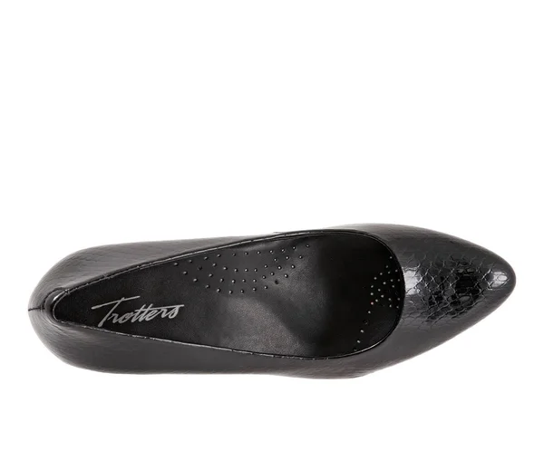 Trotters Women's Kari Pump - Size: 9, Black Snake Leather