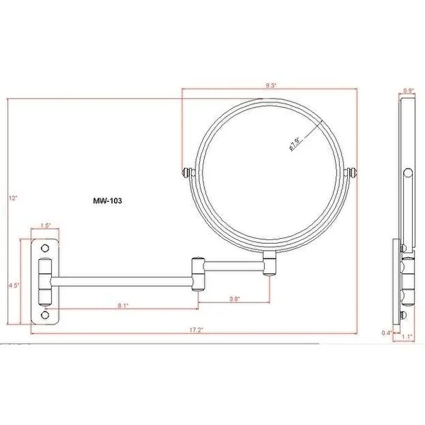 Empire 1x/ 5X Magnification Wall-Mount 8x22 Makeup Mirror - Polished Chrome