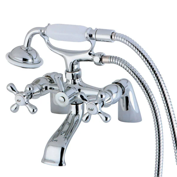 Kingston Brass KS267PB Deck Mount Clawfoot Tub Filler with Hand Shower - Polished Brass