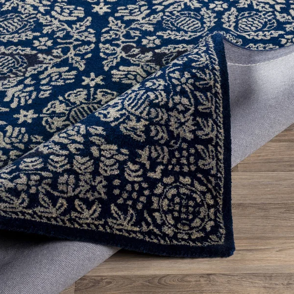 Transitional BHS-0061108 Tufted Wool Navy Medallion Area Rug