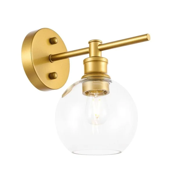 Collins 1-Light Upward Wall Sconce - 9.8/6 - 9.8/6 - Brass/Frosted