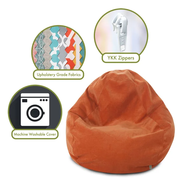 Majestic Home Goods Villa Classic Small Bean Bag - Orange