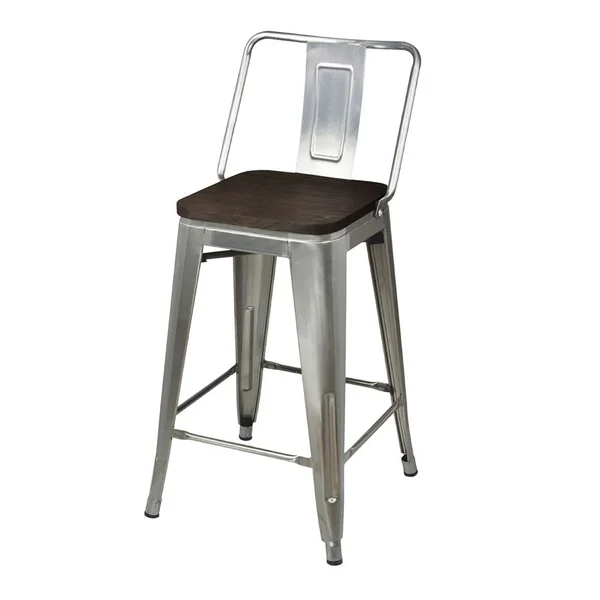 GIA 24-in Metal Bar Stool Gunmetal Counter Height Bar Stool Rubber - M0124MBGMDWOOD1LWS