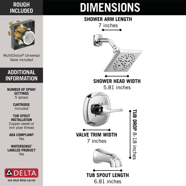 New Sealed - Delta Portwood Tub and Shower Facuet in Chrome 144770