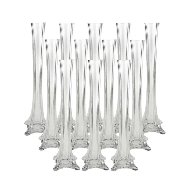 Tall Eiffel Tower Glass Vase Centerpiece, 24-Inch, White